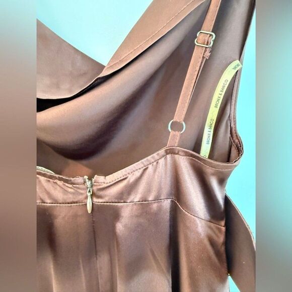 NEW BRINX AND BANCO Leo ChocolateBrown Silk-Blend Maxi Dress, size S - Picture 12 of 12